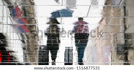 Similar – Image, Stock Photo Passenger perspective rainy weather in the right side mirror