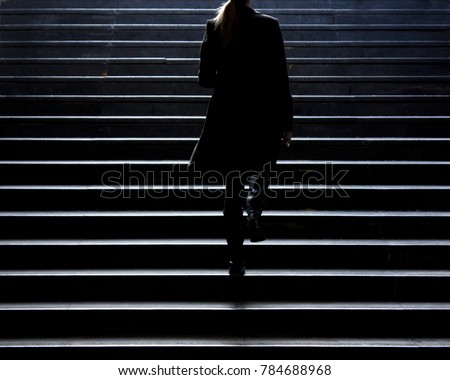 Similar – Image, Stock Photo Lonely woman (blurred) walking across the street