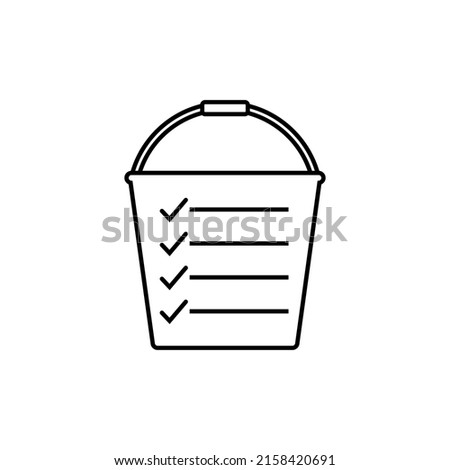 Bucket list icon. Vector illustration on white background. Lines and check mark set. 