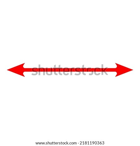 Long red double arrow, pointer. Vector illustration.
