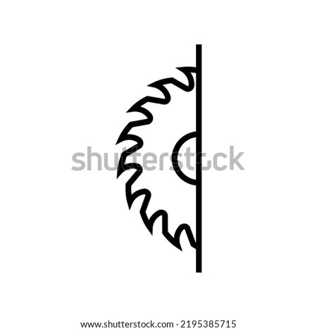 A circular saw blade. Vector logo and icon with half sawblade. Isolated illustration on white background. 