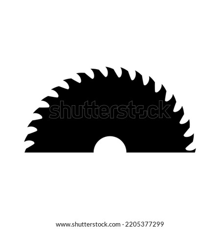 A circular saw blade. Half sawblade. Vector isolated illustration on white background. 