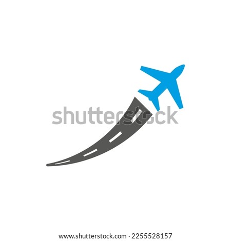 Airplane taking off upwards. Vector logo.
