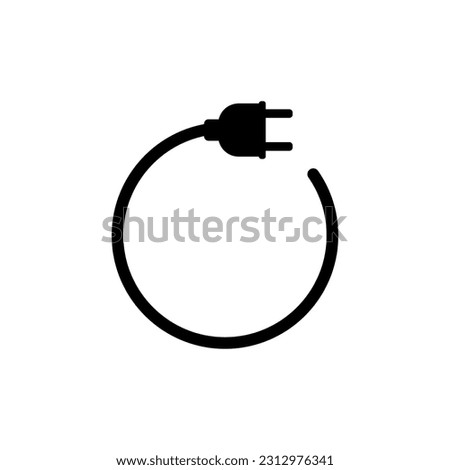 Electrical power plug icon with a long round wire.