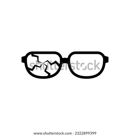 Icon of glasses with a cracked broken lens. Glasses repair. 