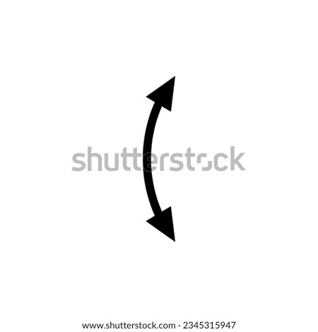 Dual semi circle arrow. Vector illustration. Semicircular curved thin small short double ended arrow.	