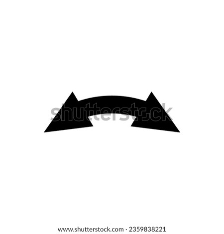 Dual semi circle arrow. Vector illustration. Semicircular curved wide short double ended arrow.	