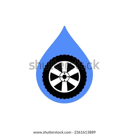 Car wheel with a drop. Vector.