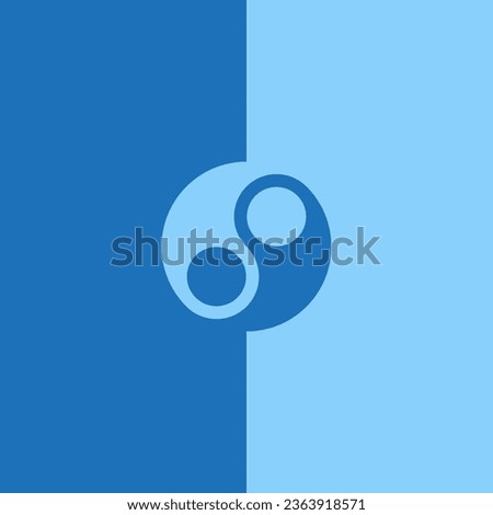 Blue background of different shades with yin yang symbol. Editable vector template.