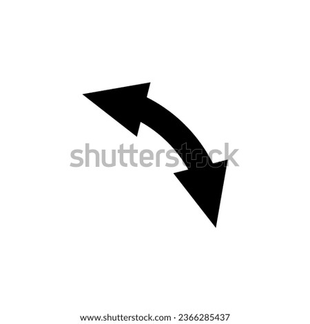 Dual semi circle arrow. Vector illustration. Semicircular curved wide short double ended arrow.	