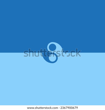 Blue background of different shades with yin yang symbol. Editable vector template.