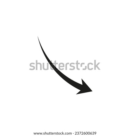 Geometric arrow semicircular rounded curved shape.