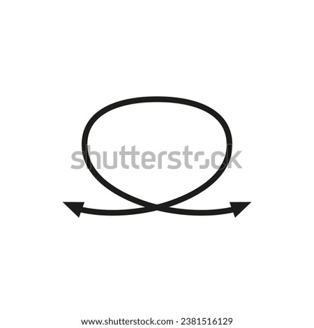 Curved thin double ended arrow. Dual arrow. Loop shape with frame. Hand drawing style. Vector symbol. 