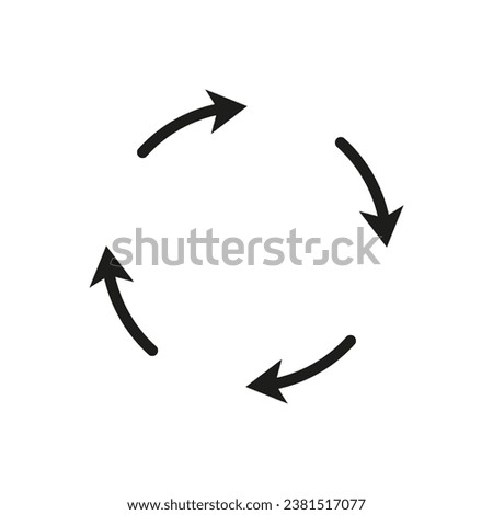 Semicircular arrows rotate. Following each other in a circle. Vector symbol.