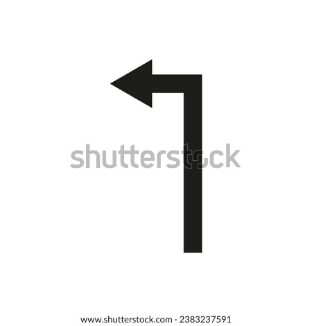 Wide long turn arrow. Path direction pointer. Vector illustration and symbol.