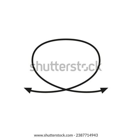 Curved thin double ended arrow. Dual arrow. Loop shape with frame. Hand drawing style. Vector symbol. 