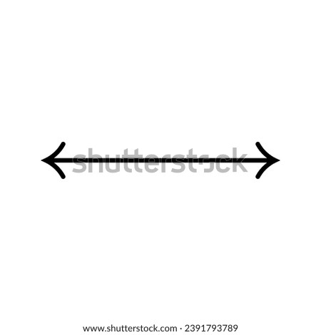 Dual double ended arrow. Thin long straight narrow two sided arrow. Vector illustration and symbol.
