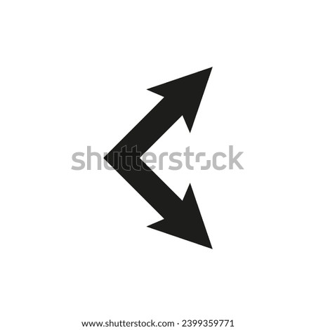 Double ended arrow. Dual sided arrow. Corner wide shape. Vector illustration and symbol.