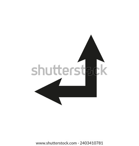 Double ended arrow. Corner wide shape. Dual sided arrow. Vector illustration and symbol.