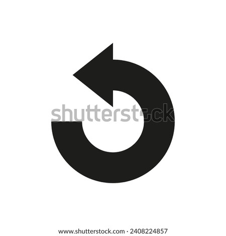 Wide bold semi circle arrow. Vector illustration. Semicircular rounded curved one-sided arrow.