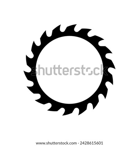 A circular saw blade. Vector with whole sawblade. Black silhouette with empty clean background inside.