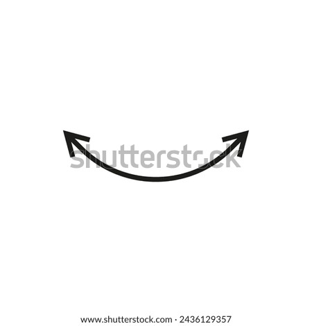 Dual semi circle arrow. Vector illustration. Semicircular curved thin long double ended arrow.	