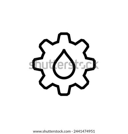 Gear with a drop inside. Vector icon in outline and linear style.