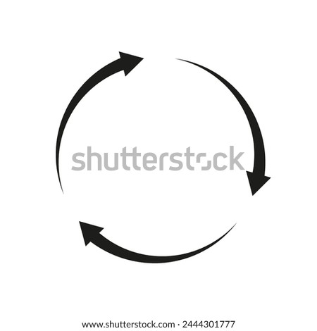 Semicircular arrows rotate in a circle. Following each other. Vector symbol.	
