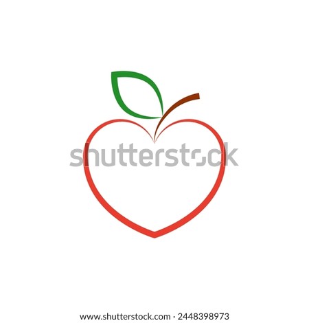 Apple fruit in the shape of a heart. Vector on white background.