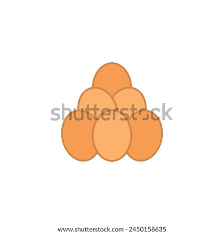 A bunch stack pile of whole chicken eggs. Isolated color vector on white background.