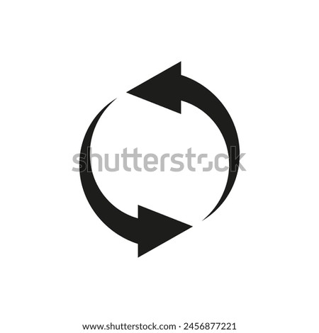 Two semicircular arrows. Following each other in a circle. A pair of semi circle rotating bold arrows. Vector illustration.