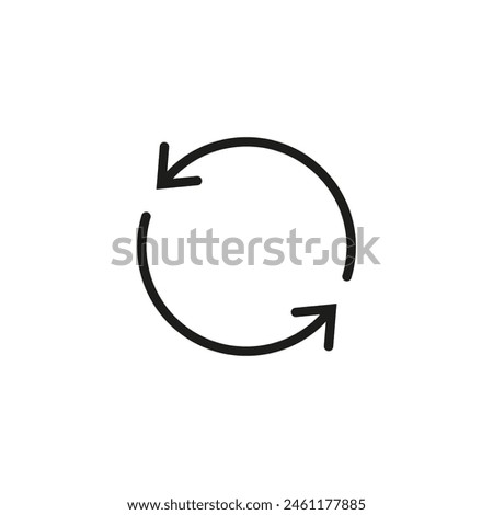 Two semicircular arrows. Following each other in a circle. A pair of semi circle rotating thin arrows. Vector illustration.