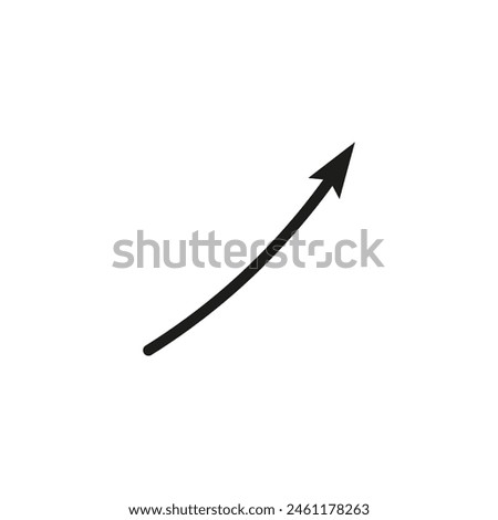 Narrow thin geometric arrow curved shape.