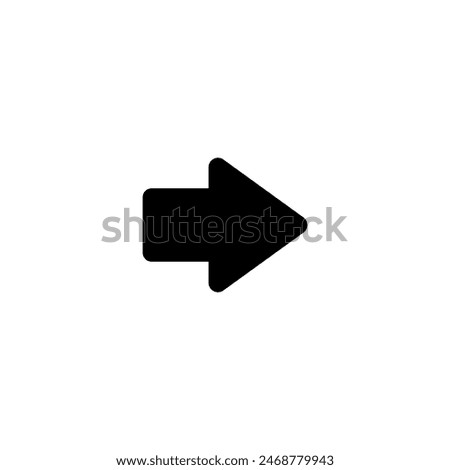 Straight short wide arrow. Vector illustration and icon on white background.