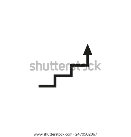 Angular arrow in the shape of stair treads. Vector illustration. 