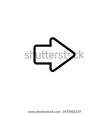 Straight short wide outline arrow. Vector illustration and icon on white background.