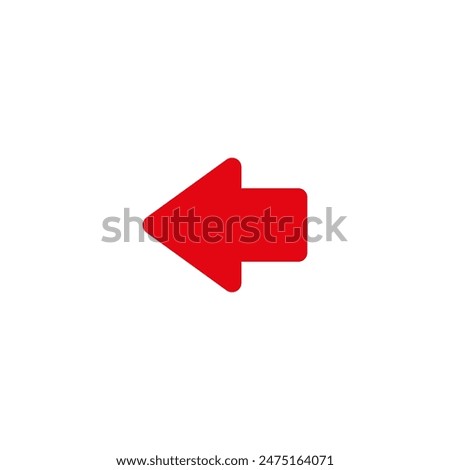 Straight short wide red arrow. Vector illustration and icon on white background.