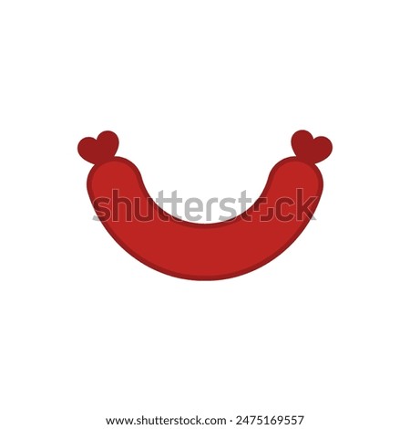 A whole large wide curved sausage. Isolated vector illustration on a white background.