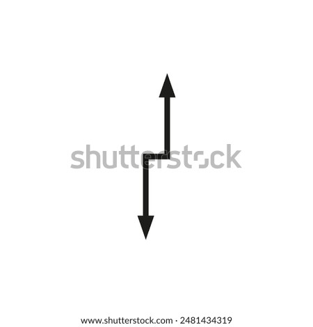 Dual corner arrow. Thin long angular double ended arrow. Vector illustration on white background. Flat style and design.