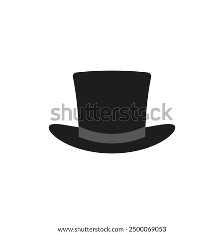 Top hat icon. Cylinder hat. Vector illustration and drawing on a white background.