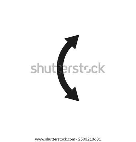 Dual semi circle arrow. Vector illustration. Semicircular curved double ended arrow.