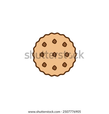 Round cookie icon. Biscuit and cracker symbol. Colored vector illustration on white background. 