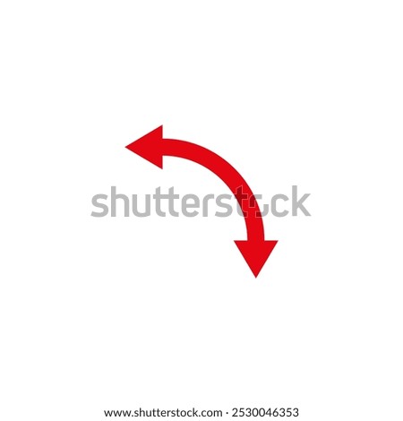 Dual semi circle red arrow. Vector illustration. Semicircular curved double ended arrow.