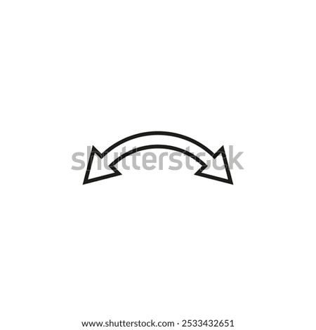 Dual semi circle outline arrow. Semicircular curved double ended arrow. Vector illustration and line art style.