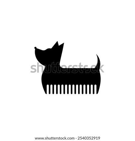 Dog in the shape of a comb. Pet grooming logo design template. Vector illustration on white background.