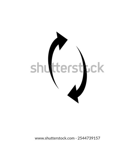 Two semicircular arrows rotate 360 ​​degrees. Following each other in a circle. Vector symbol.