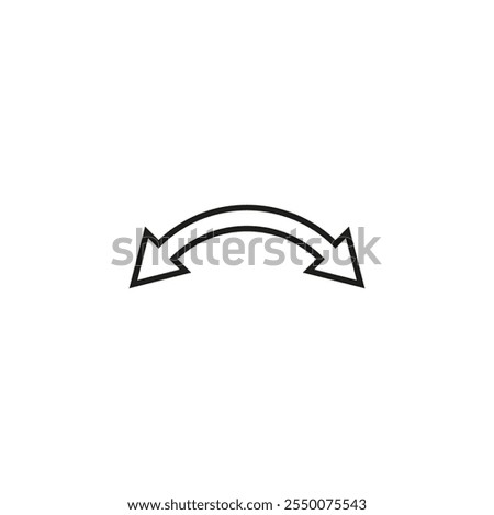 Dual semi circle outline arrow. Semicircular curved double ended arrow. Vector illustration and line art style.