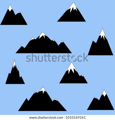 Blue seamless pattern with mountains. Vector illustration, background. It can be used for the design of clothing, sweatshirts, socks, T-shirts. Can be used as a print for textiles. This pattern is perf