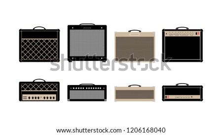 Guitar amplifier and cabinet in flat style
