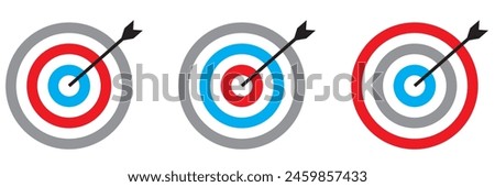 Target with arrow icon set. Archery target with arrow. Archery target with arrow isolated on transparent background. Bullseye concept vector illustration. Vector graphic EPS 10